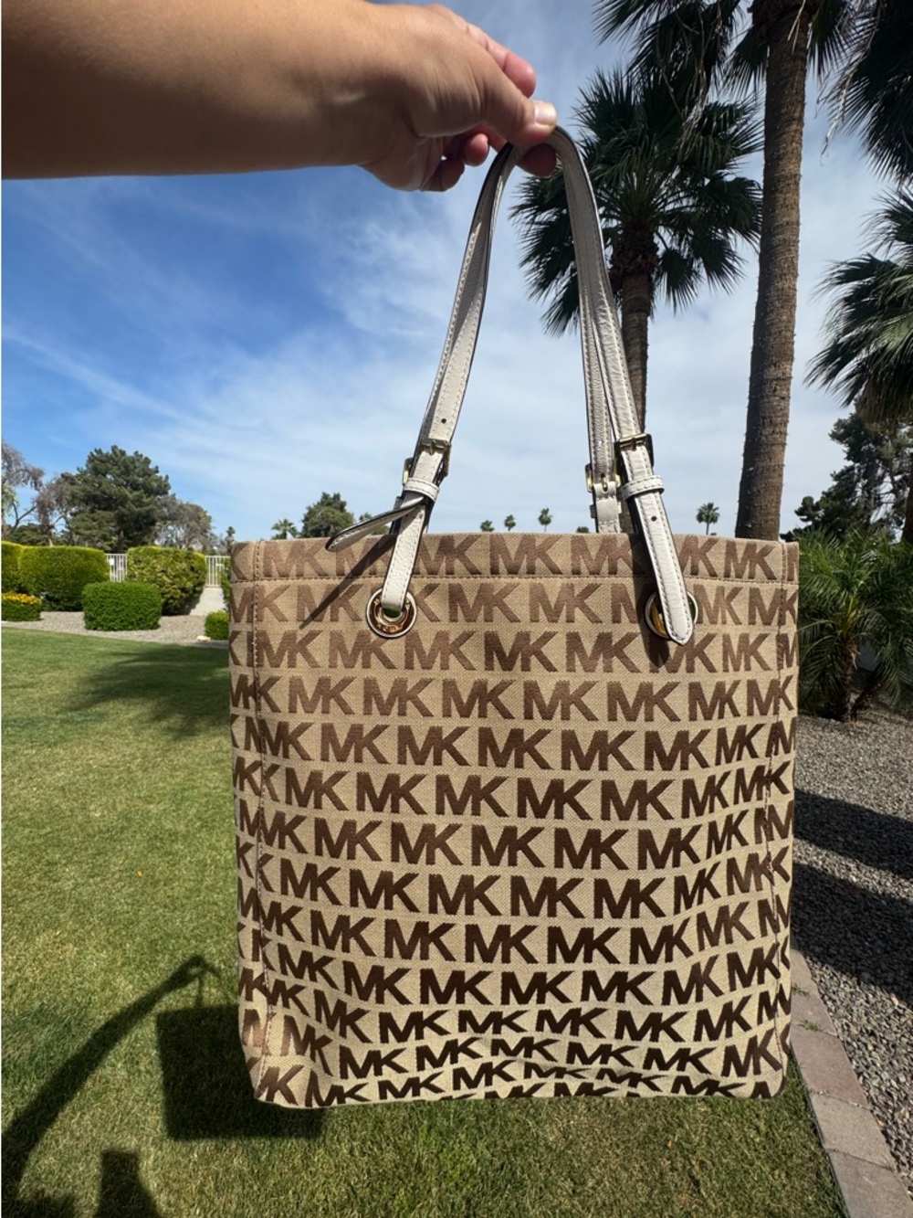 Michael Kors Logo Tote Bag with Cream Straps